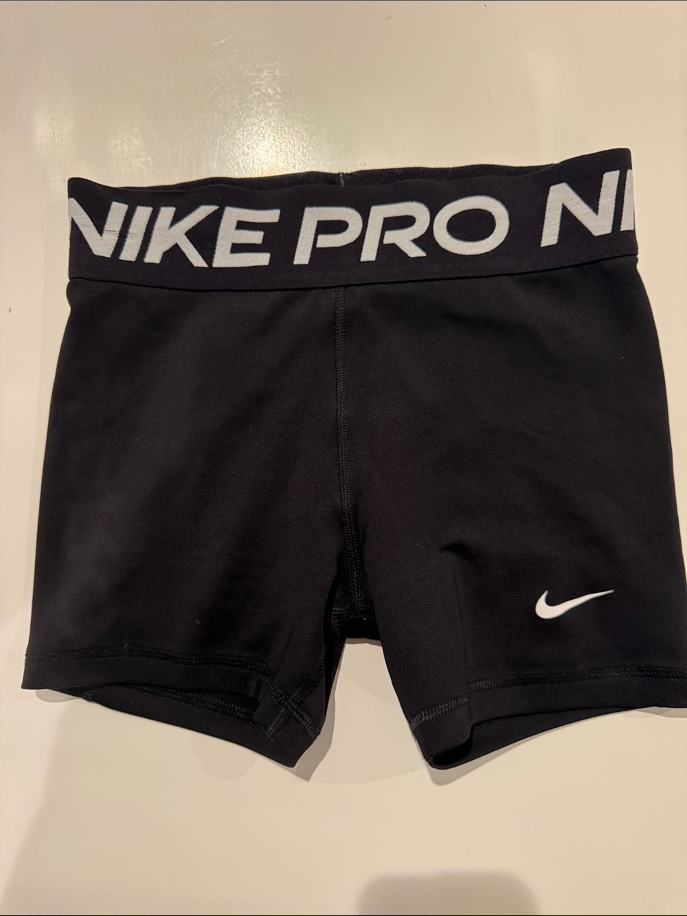 Nike Black Girls' Pro Compression Shorts with White Logo